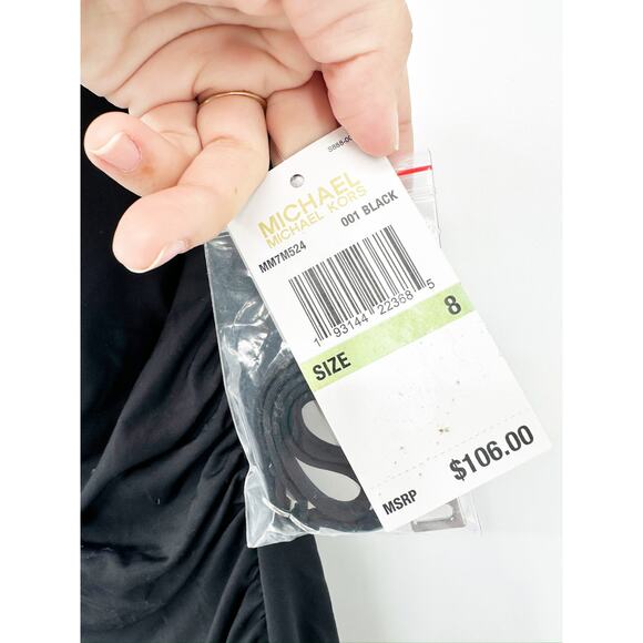 MICHAEL Michael Kors Black Ring One-Shoulder Underwire One-Piece Swimsuit Size 8 - Picture 8 of 8